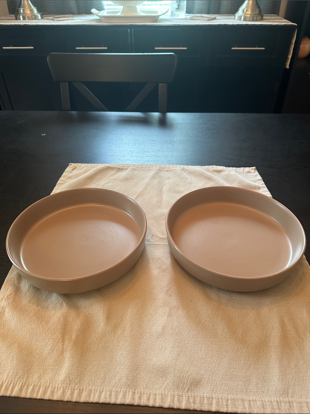 Set of 2 Round Stoneware Dishes in Taupe - Mainstays